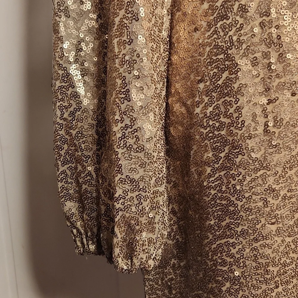Altar'd State Gold Sequin Long Sleeve Dress - Picture 3 of 12